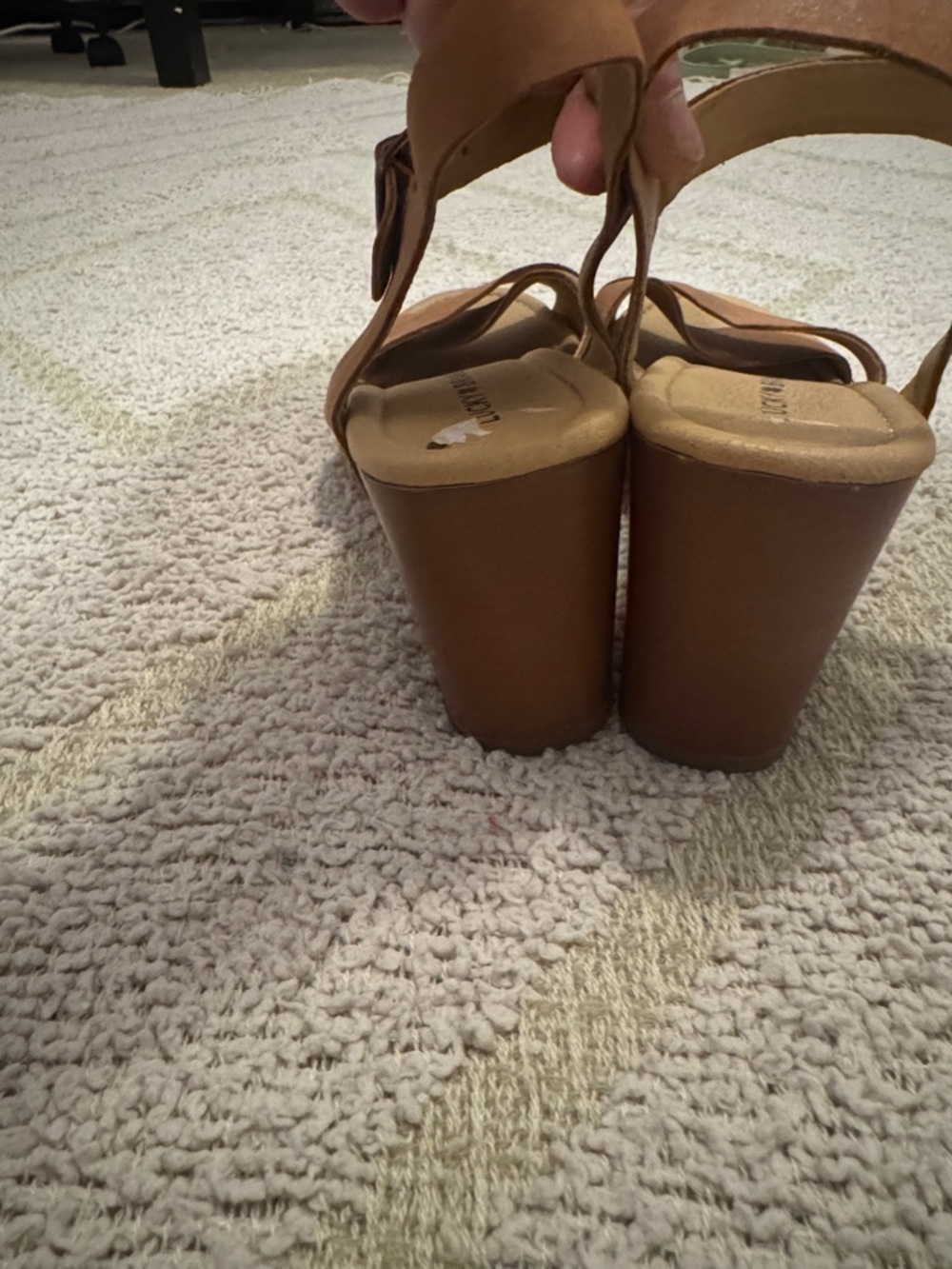 Lucky Brand Brown Leather Wedge Sandals Ankle Strap Boho Size 7M - Picture 5 of 6